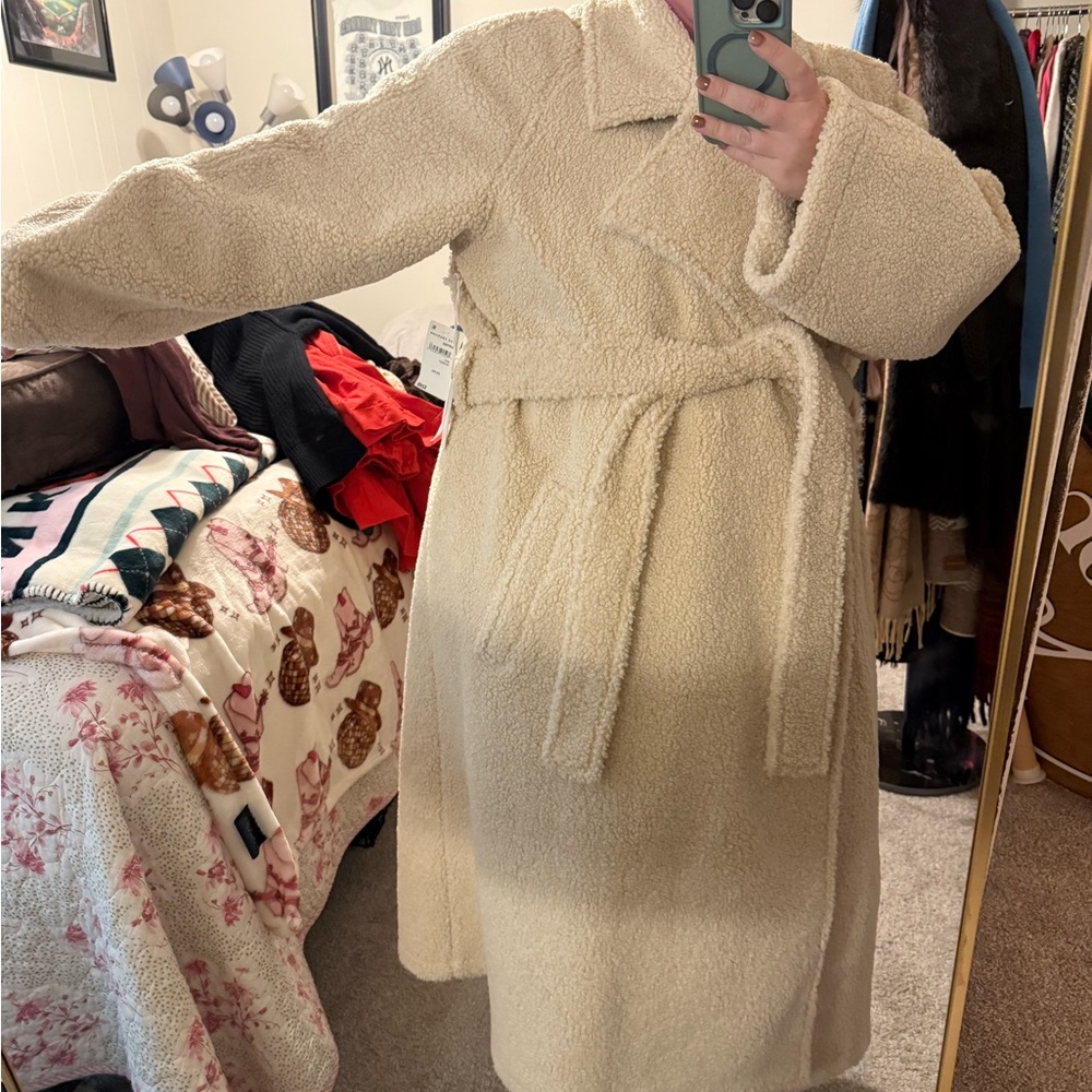 Good American Cream Teddy Jacket